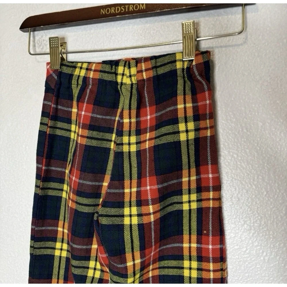 Saks Fifth Avenue Kids Plaid Pants Wool Blend 70s Groovy Fall Red Yellow Holiday